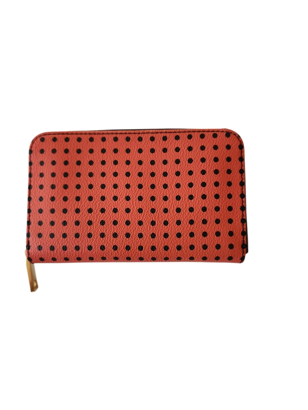 NWT Fossil Watermelon Pink/Lipstick Sydney Polka Dot Zip Around Leather Wallet